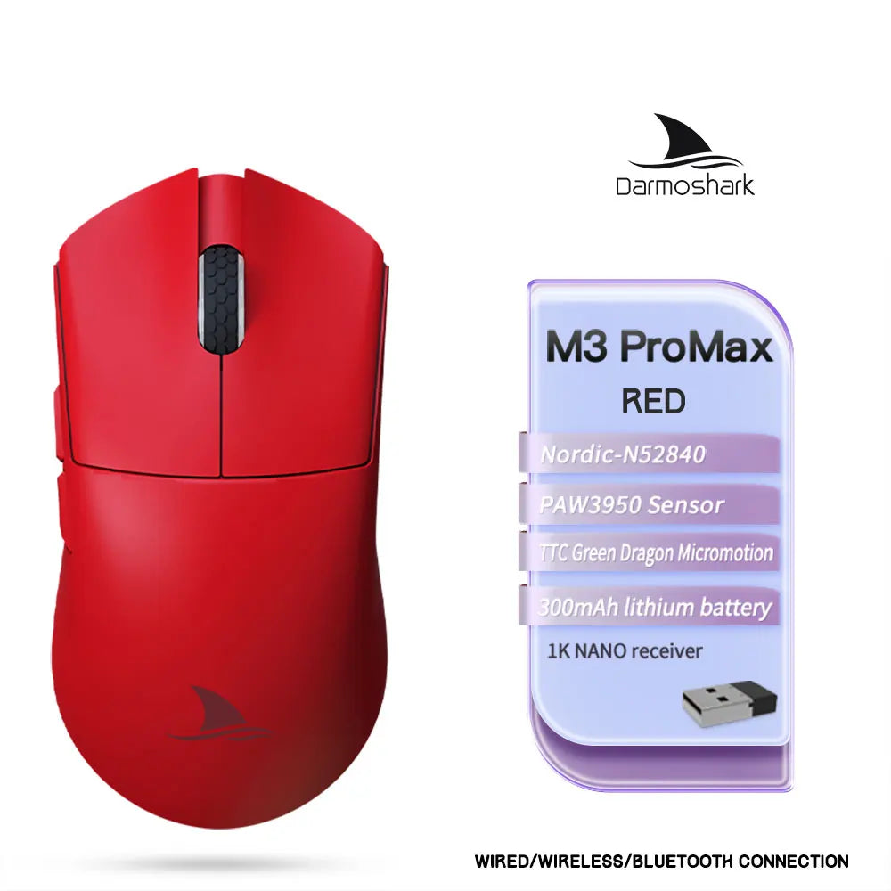 Darmoshark  M3 Pro /Max Wireless Gaming Mouse Bluetooth Tri-Mode PAW3395/3950 Nordic 52840 Game Macro Mouse For PC Laptop