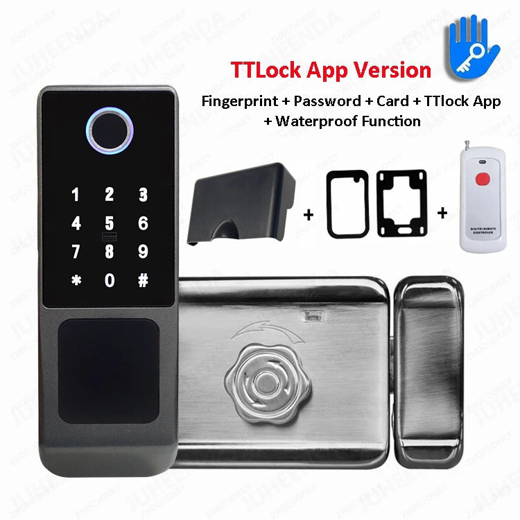 Waterproof Tuya Wifi Smart Lock Fingerprint RFID Card Passcode APP Remote Control TTLock Bluetooth Entry Electronic Rim Lock