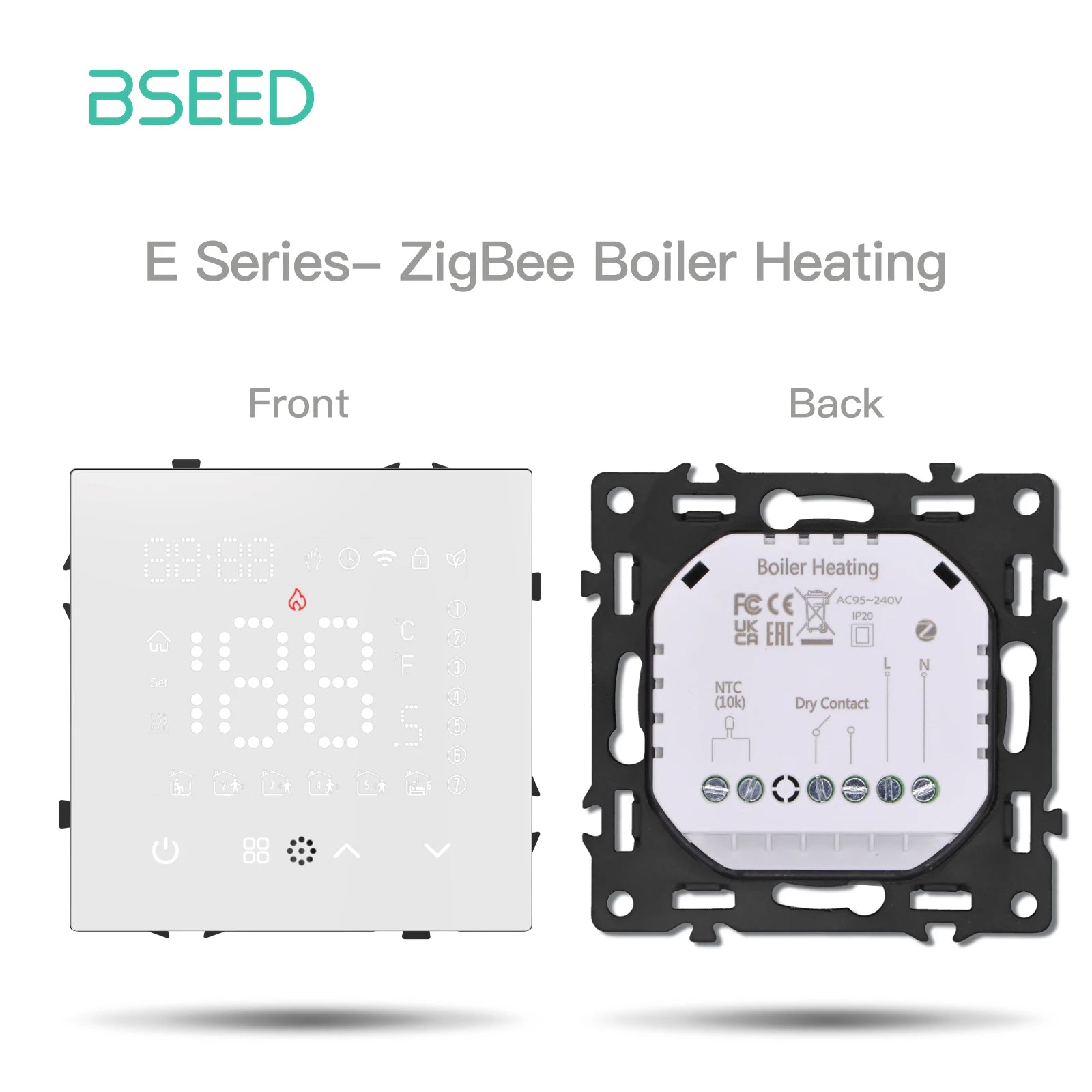 BSEED Zigbee Smart Electric Water Gas Boiler Floor Heating Thermostat Large Panels EU/FR Socket Modules Plastic Frames DIY Parts