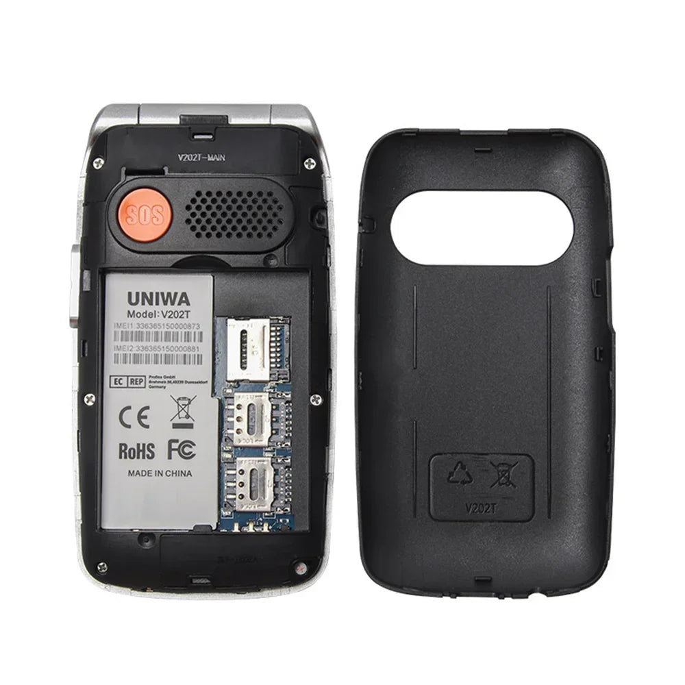 UNIWA V202T 4G Flip Phone Large Button for Elderly Mobile Phone 2.4Inch Screen 1450mAh With Emergency Call Button Global Version