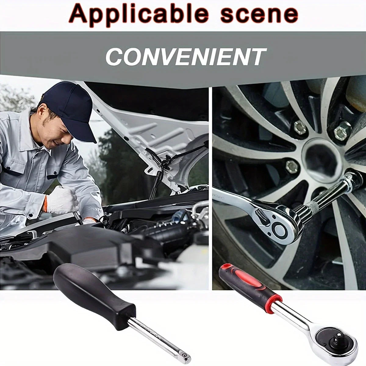 For Hous Auto Repair 46pc Drive Socket Set 1/4 inch Ratchet Wrench Set with Sockets Metric Hex Bit Socket Set Mechanic Tool Kits