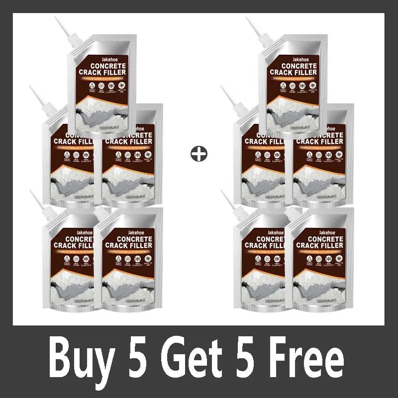 Concrete crack filler sealant multipack: bottles and cartons with spout caps.
