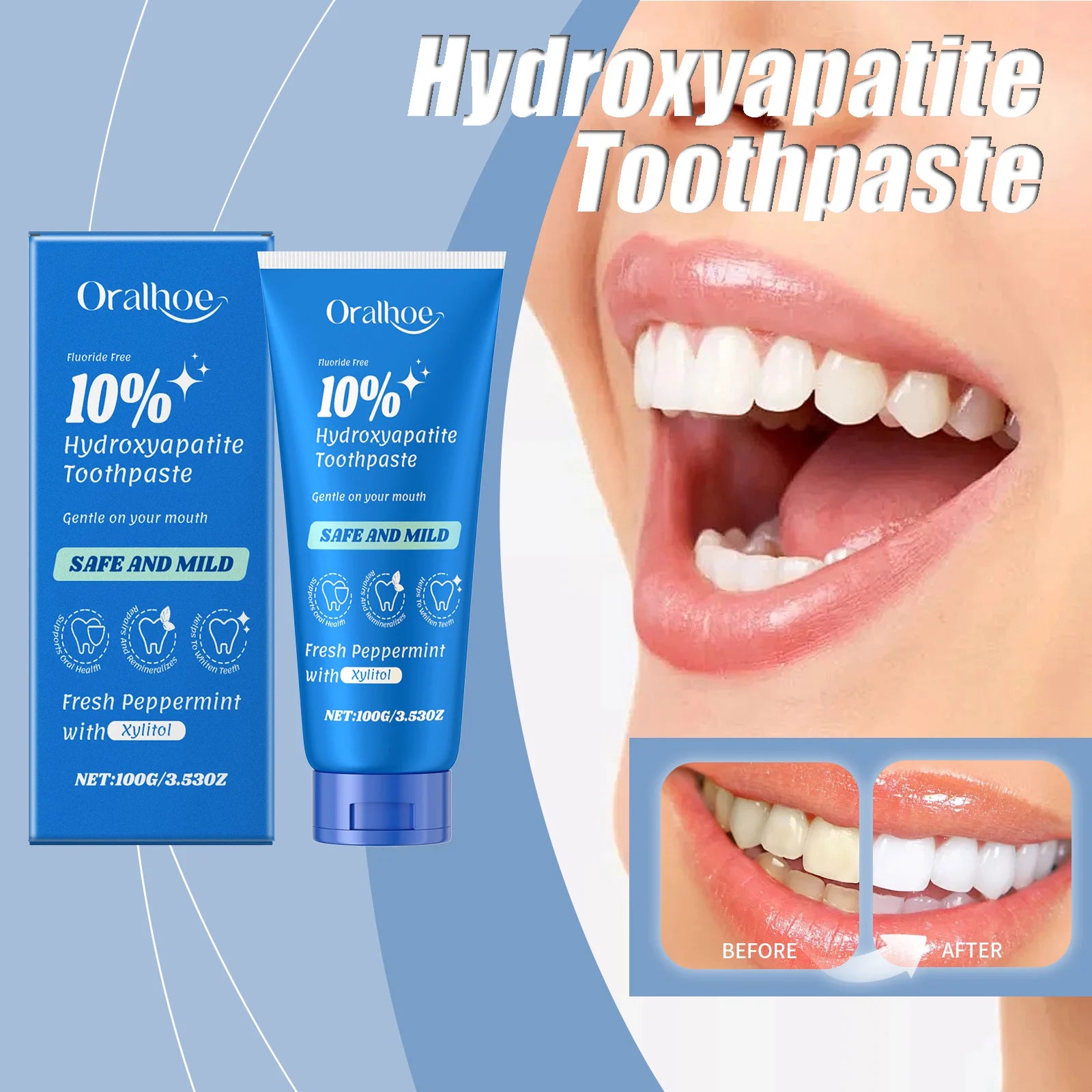 Tidesmit Hydroxyapatite Teeth Whitening Toothpaste for Cavity Prevention and Stain Removal