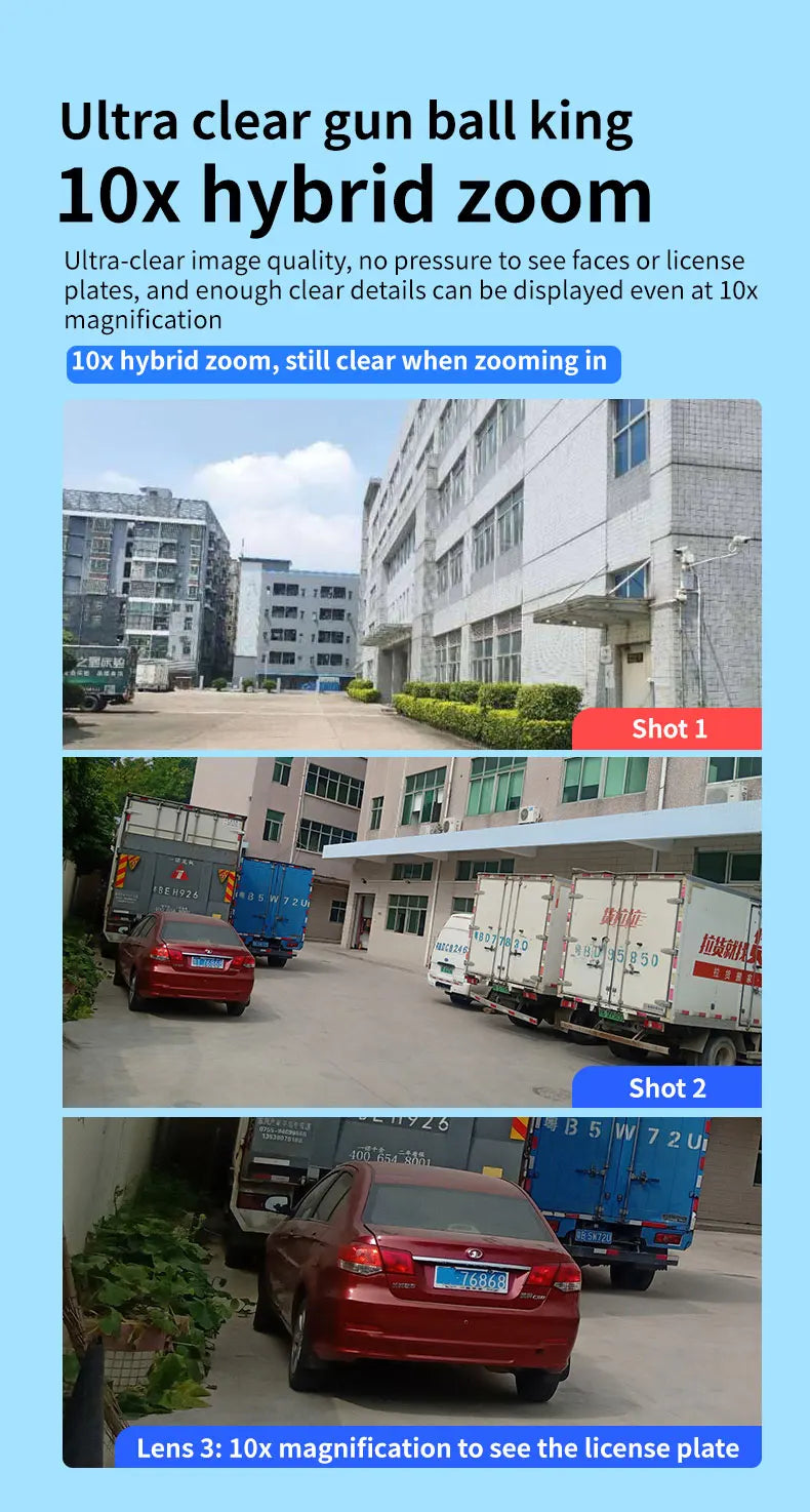 6K 12MP WiFi Outdoor Camera 3 Lens 3 SCREENS Ai Motion Tracking  PTZ 4K Video Camera Security surveillance Camera IPC360 Home