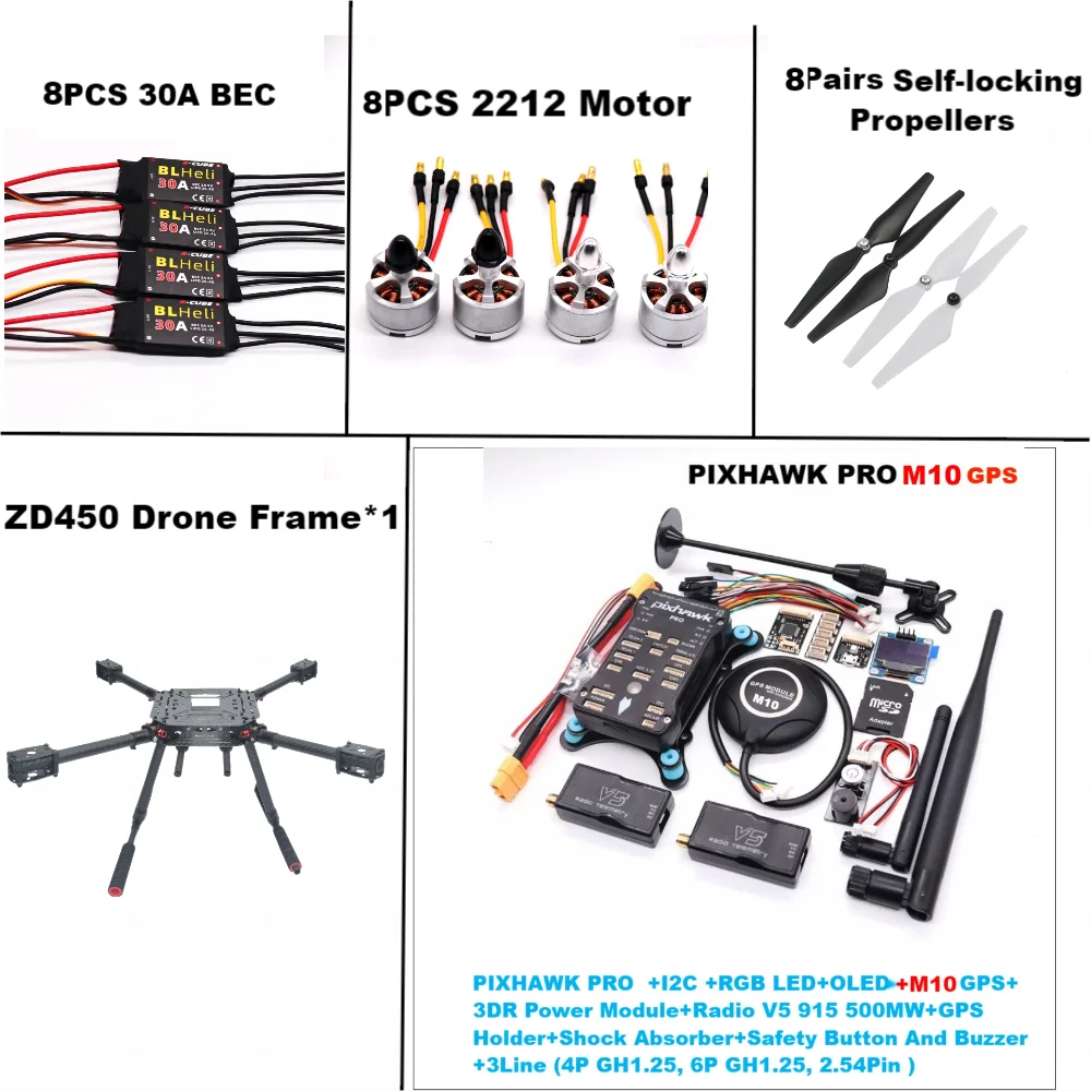 F450 GPS Quadcopter Drone Kit with Ardupilot and M10 Precision Tracking 915MHZ 500MW M10 Tidesmit