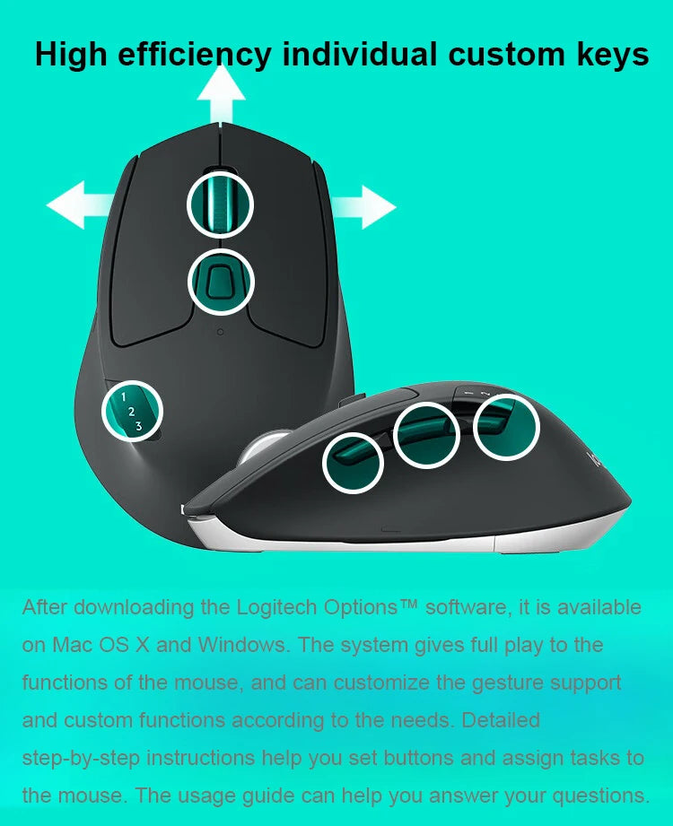 Logitech M720 Wireless Bluetooth Mouse - Office Mouse - Bluetooth Dual-mode Wireless Mouse