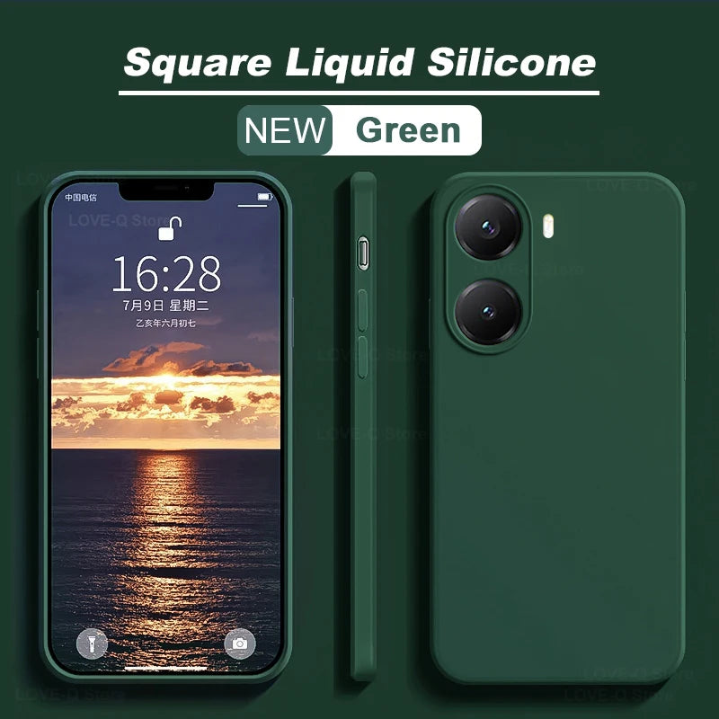 Poco X7 Pro Liquid Silicone Case: Shock-Absorbing Slim Fit Cover Dark Green Tidesmit