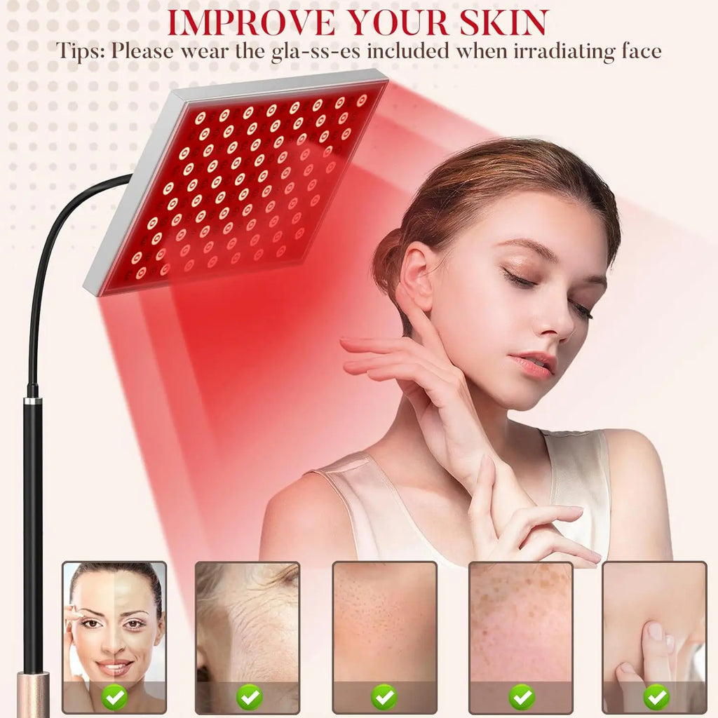 Red Light Therapy Lamp,660&850 nm NIR LED Panel Light with Adjustable Stand,Infrared Red Light Therapy Device for Full Body Skin