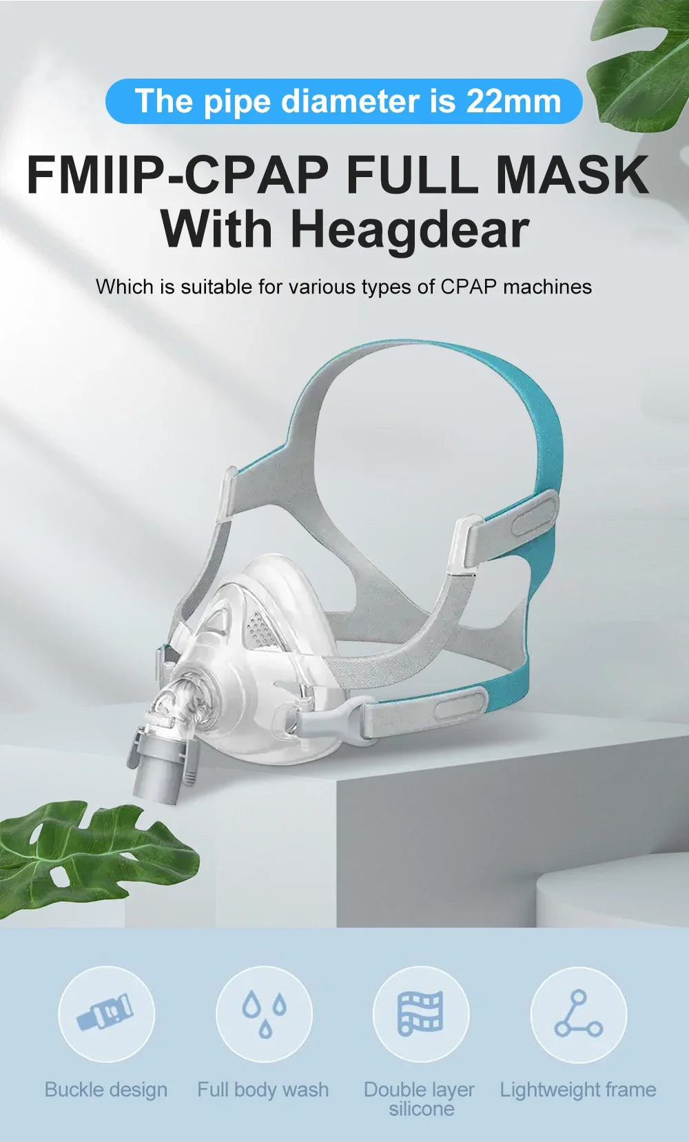 Resoxy CPAP Full Face Mask & Headgear Auto CPAP/BiPAP Mask Improved Comfort Anti Snoring Relief Sleep Apnea CPAP FULL Face Mask
