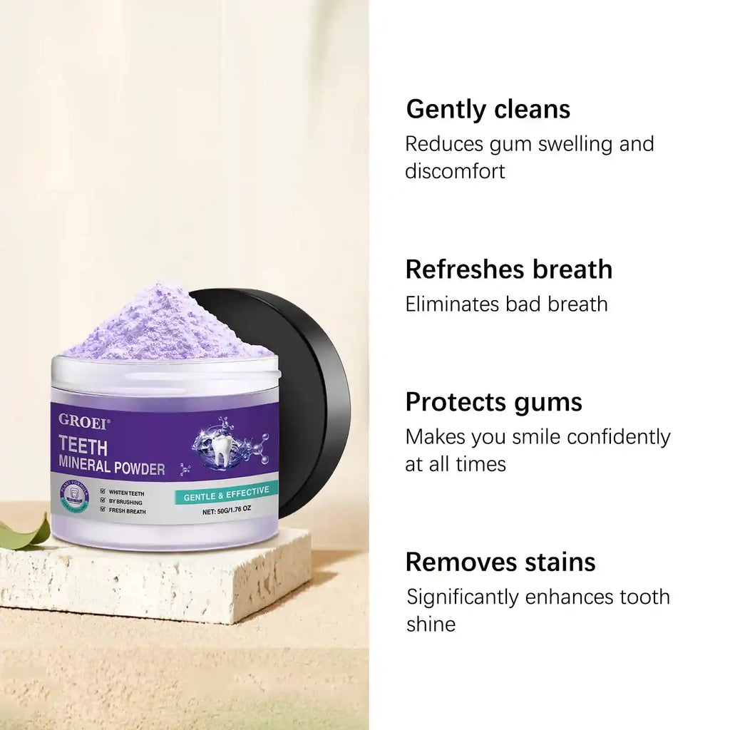 Tidesmit purple hydroxyapatite teeth whitening powder jar for removing stains and deep cleaning plaque