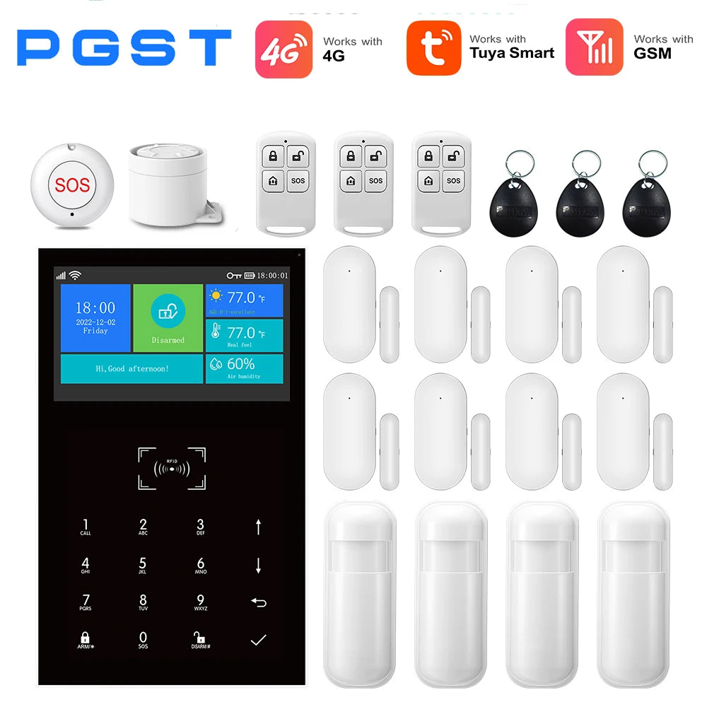 4G Smart Alarm Security System | Tuya App-Controlled Protection Kit 4G-E EU Plug Tidesmit