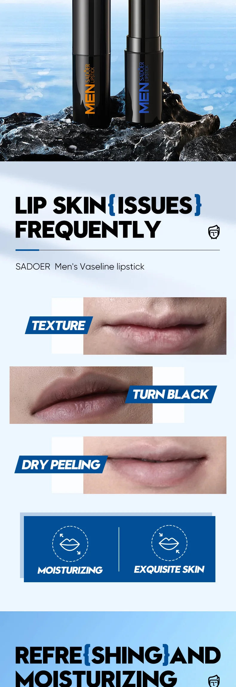 Mens Lip Treatment Balm - Moisturizing Vitamin E Repair by Tidesmit Lip Care Tidesmit