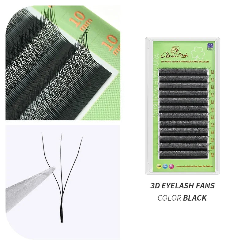 GLAMLASH L/LU/M W Shape Eyelash Extension 3D Premade Volume Fan Lashes W Style YY Lashes Faux Mink Volume Lashes Natural Eyelash False Eyelashes W Black Tidesmit