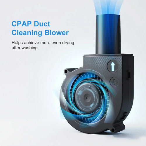 Black CPAP hose cleaning blower for sleep apnea equipment, designed to dry CPAP tubing effectively after washing.