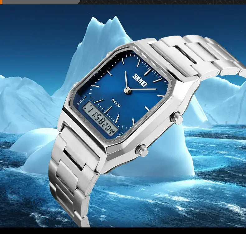 SKMEI 1220 Digital Quartz Watch for Men Sports Chronograph Waterproof Stainless Steel Shockproof Mens Wristwatches Reloj Hombre