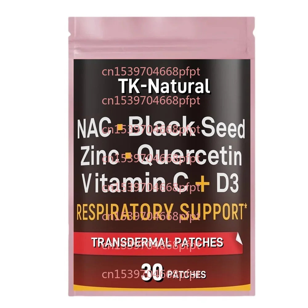 Tidesmit 30 NAC Transdermal Patches for respiratory support with Zinc, Quercetin, Vitamin C, D3, and Black Seed.