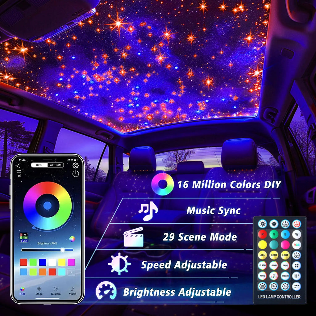 Fiber Optic Car Starry Sky Light Kit | RGB Music Control System Tidesmit