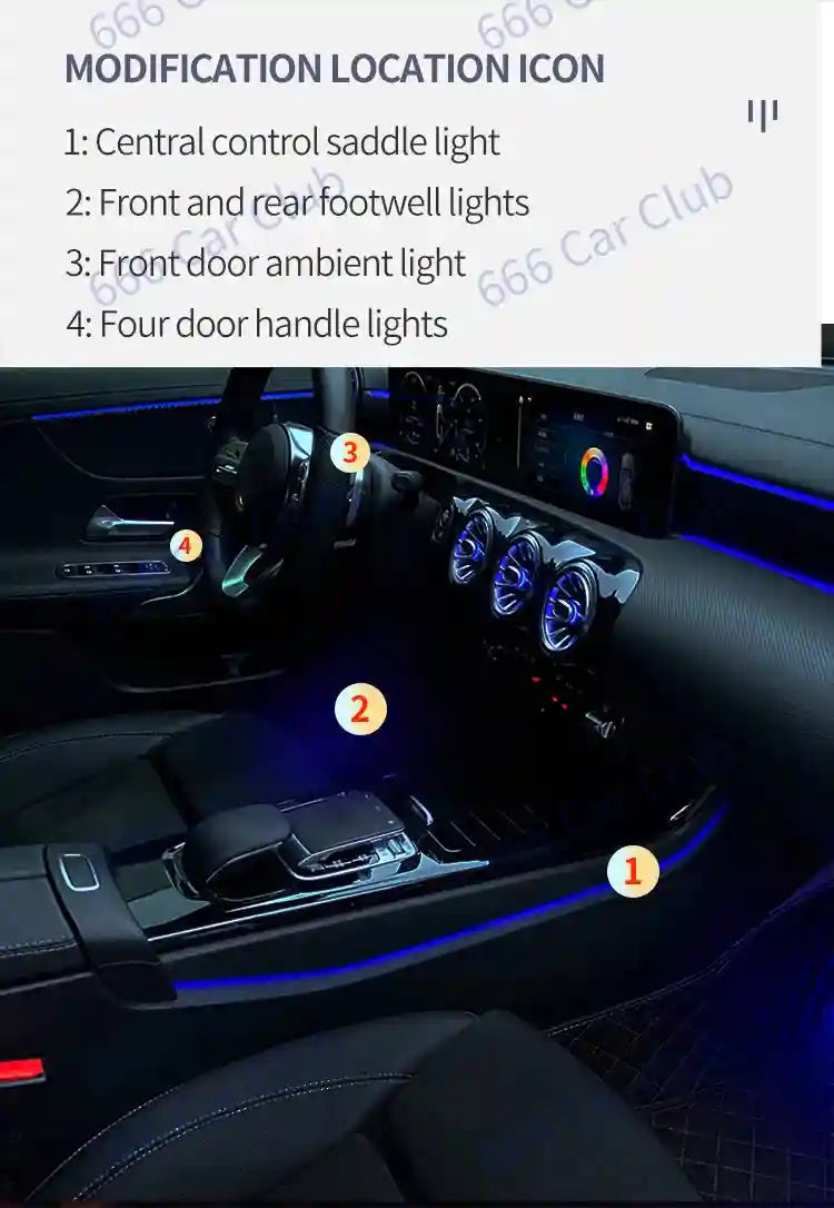 Mercedes Benz Ambient Lighting Kit 64 Color RGB LED Interior Air Tidesmit