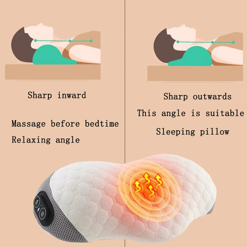 Heated Neck Massage Pillow: Portable Memory Foam Deep Tissue Massager Massage Cushion Tidesmit