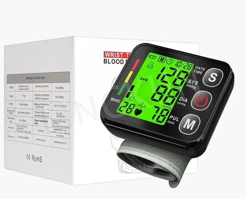 English Voice High Accurate BP Monitors Wrist Blood Pressure Monitor Tonometer Digital Sphygmomanometer Electronic Bp Monitors