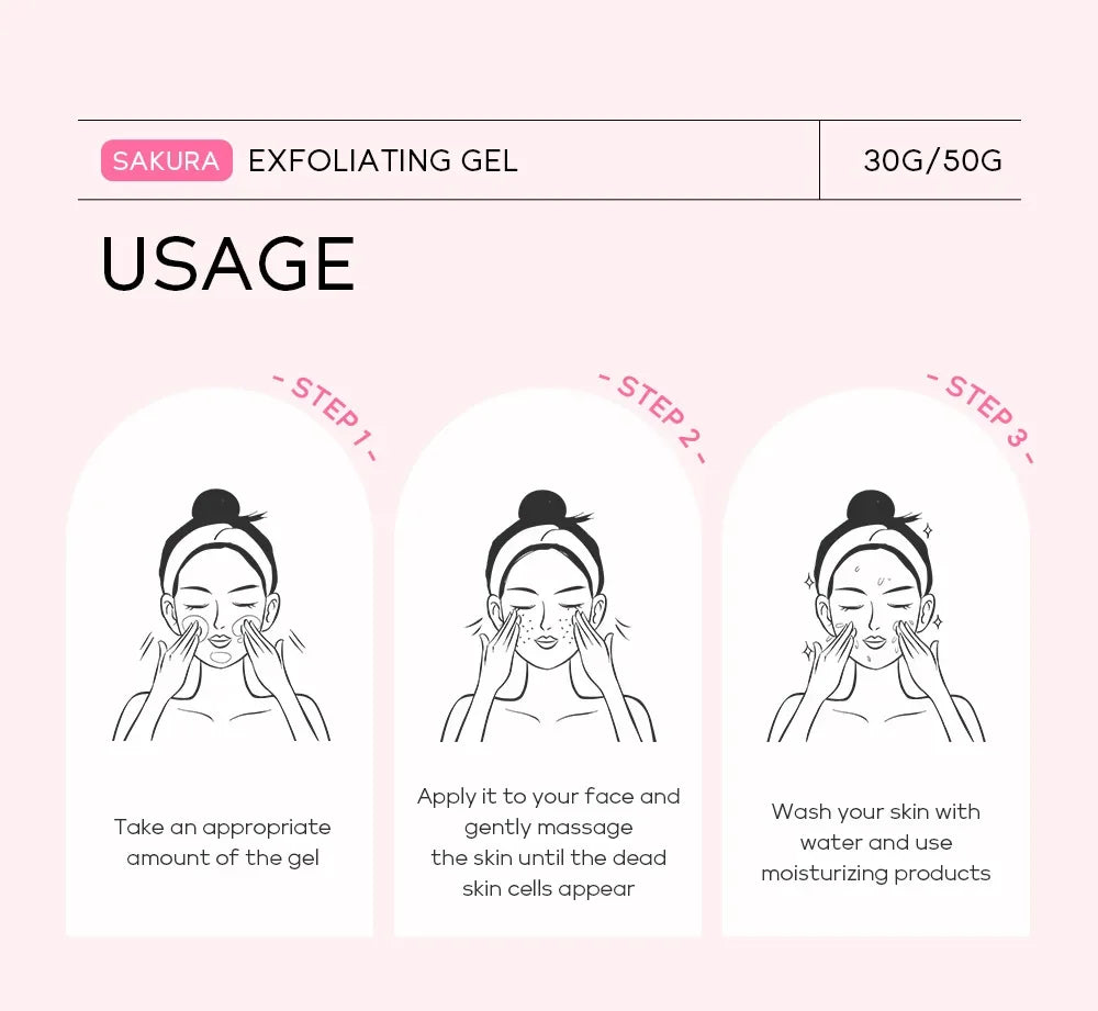 Sakura Exfoliating Peeling Gel | Smooth Face Scrub, 30g & 50g Tidesmit Scrubs Treatments Tidesmit