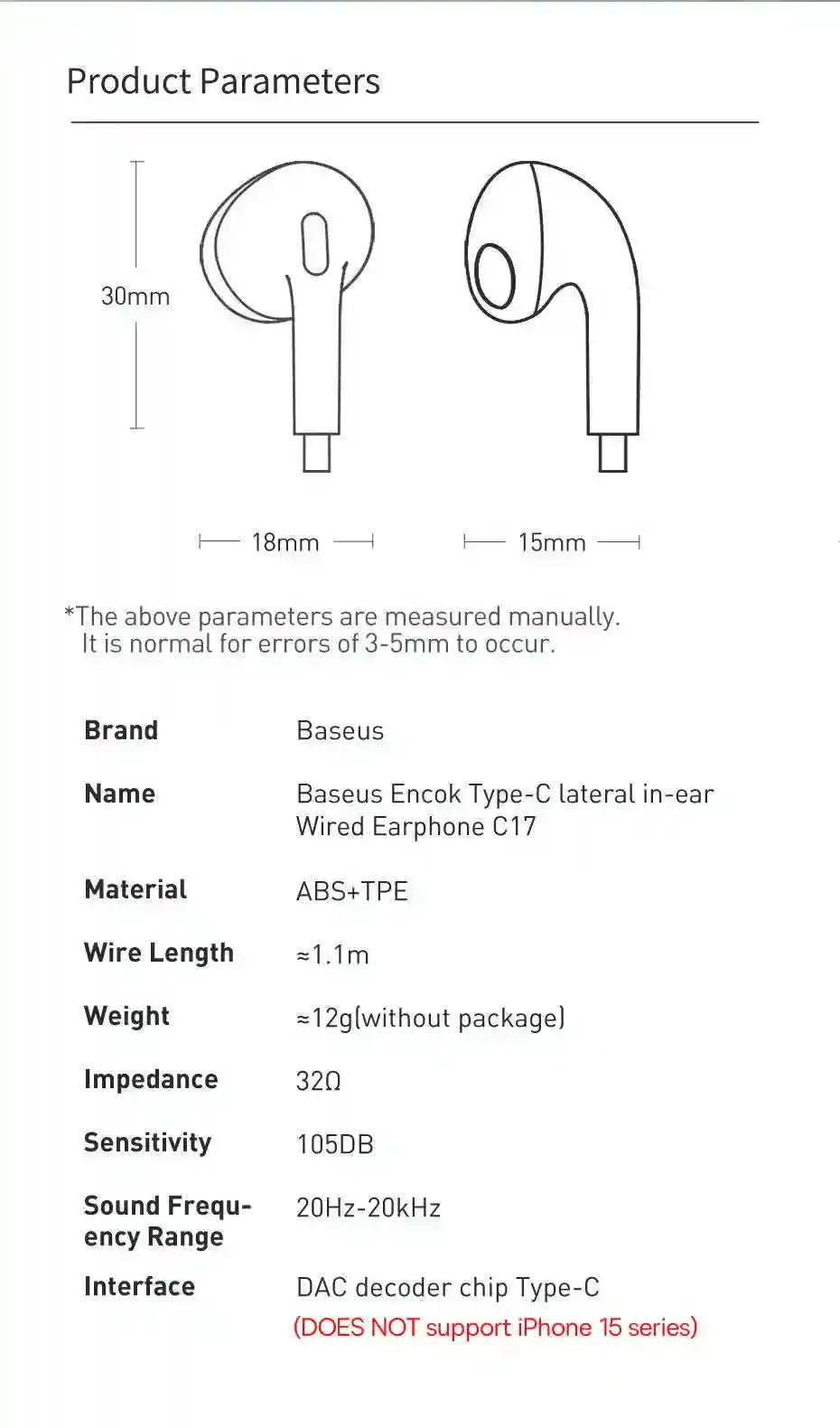 USB-C Wired Earbuds with Mic – White Noise Isolating In-Ear Headphones Tidesmit