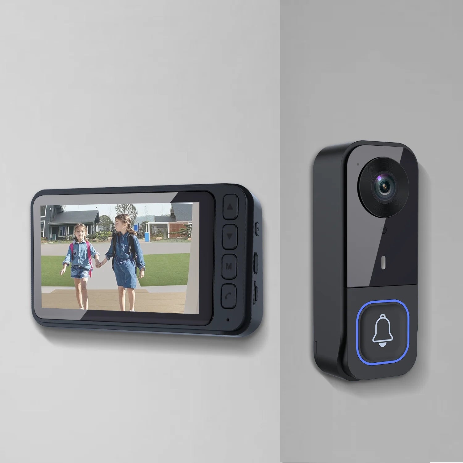 Wireless Doorbell Camera with Monitor Smart Video Doorbell 2-Way Audio Infrared Night Vision No WiFi Connection No APP Required