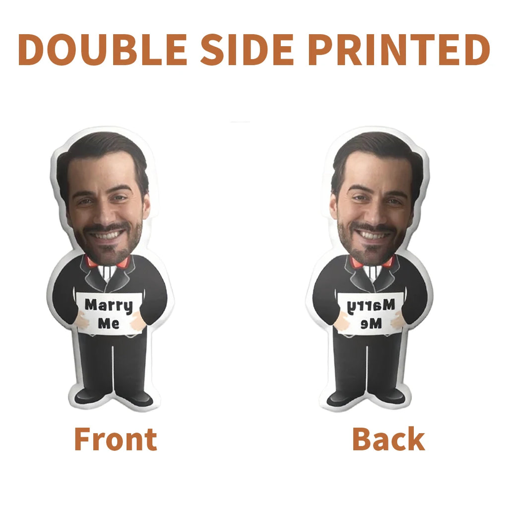 Personalized Photo Plush Pillow - Custom FaceBodyNameTextLogo - Upload Your Own Picture - Soft Fabric Cushion for Bed, Sofa, Car