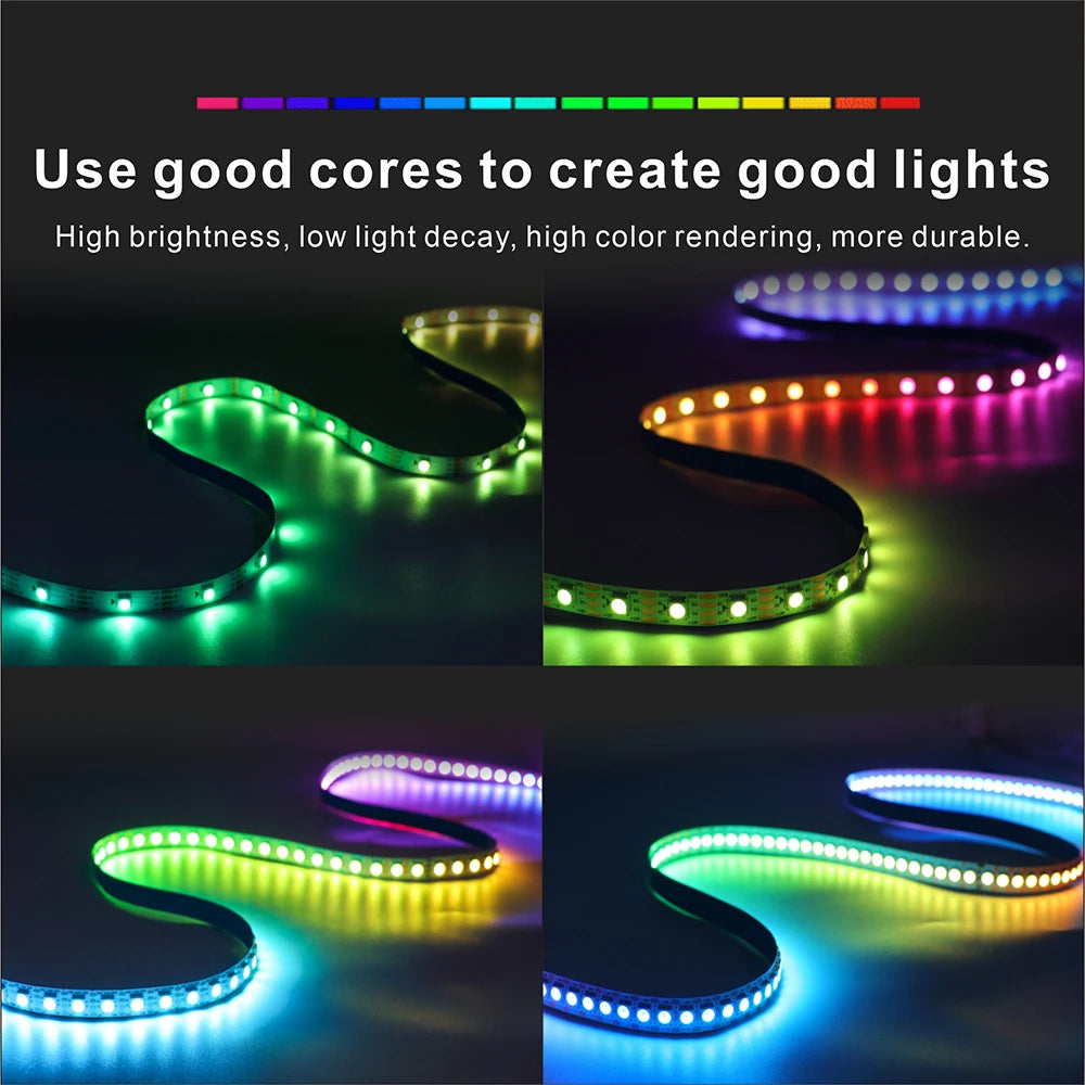 5m/roll WS2815 DC12V (WS2813/WS2812B) RGB LED Pixels Strip Light Individually Addressable LED Dual-Signal 30/60/144 Pixels/Led/m