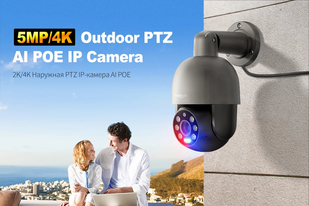 Techage 8MP 5MP 4MP PTZ Security POE IP Camera Dome Video Camera 4K Outdoor Ai Human Detected Two Way Audio Camera XMEye TF Card
