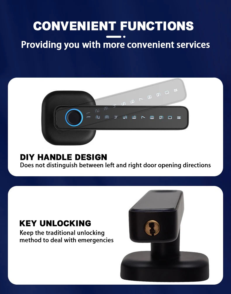 Smart Fingerprint Door Lock with Tuya Bluetooth App Access - Tidesmit Tidesmit