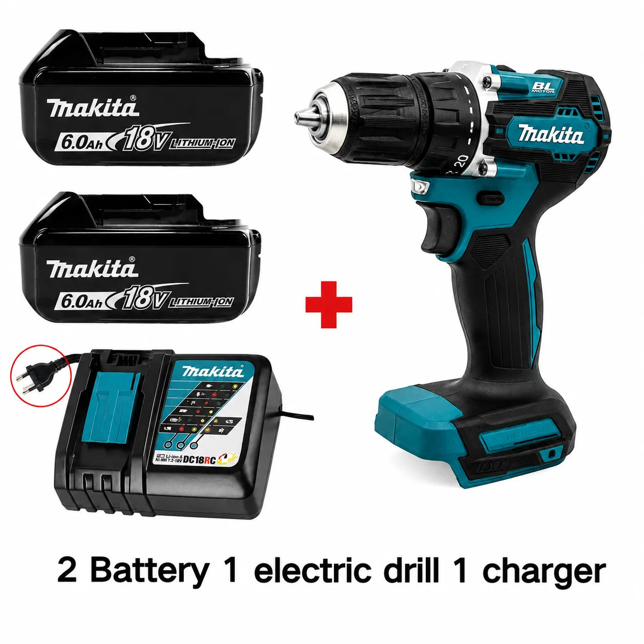 Makita DDF487 13mm Brushless Household 18V Lithium-ion Charging Impact Drill,high Torque Electric Screwdriver Makita 6.0AH BL1860 BL1850 BL184018V Battery