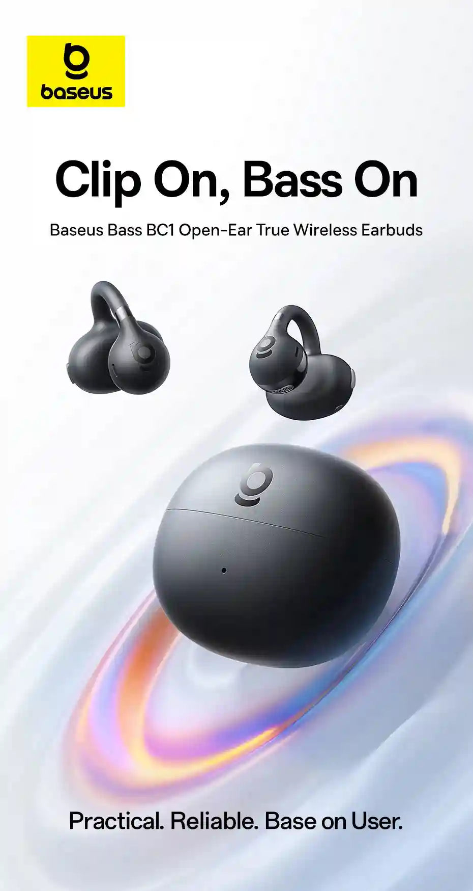 Tidesmit Open Ear Wireless Earbuds – Secure Clip-On Sports Headphones Tidesmit