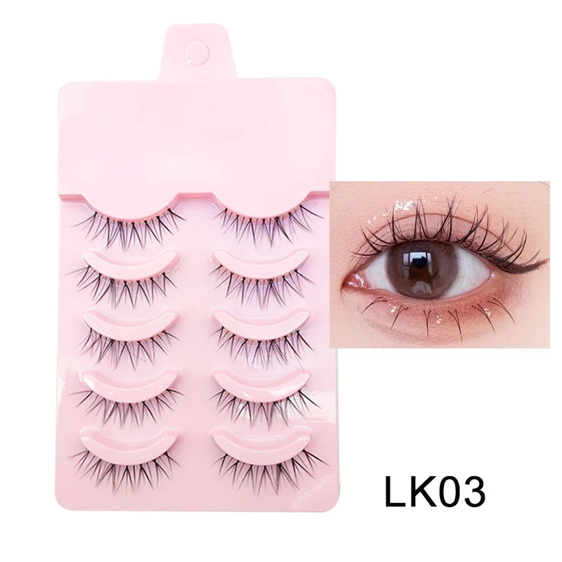 Anime Manga False Eyelashes - Natural Wispy Faux Lashes - 5 Pairs Set False Eyelashes LK03 Tidesmit