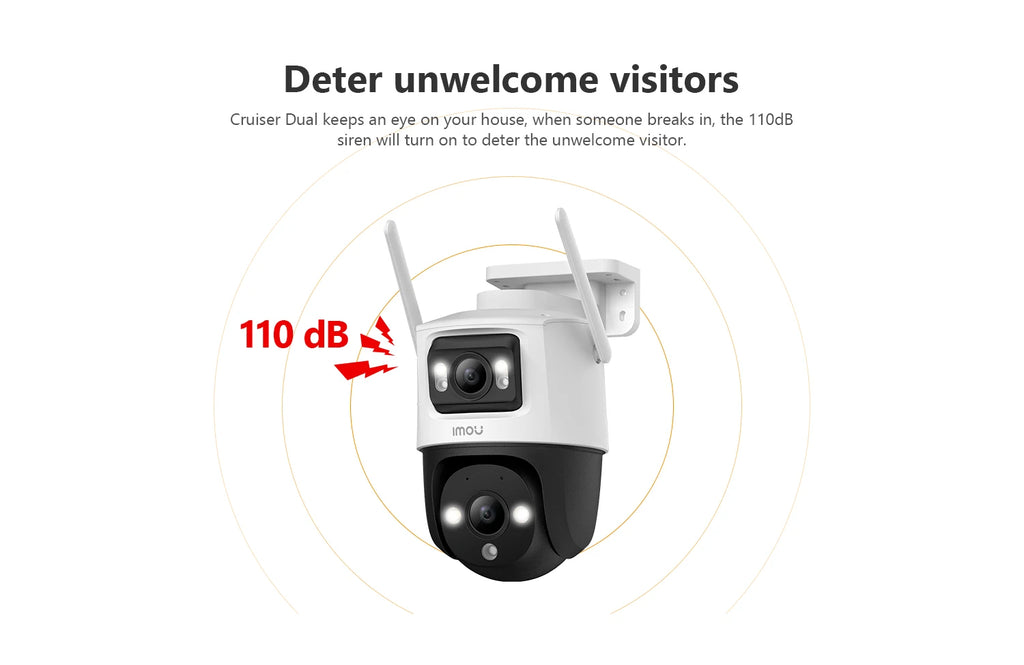 IMOU Cruiser Dual 10MP&8MP Dual Lens Outdoor PTZ WiFi Camera 8x Digital Zoom AI Vehicle Human Detection Full Color Surveillance
