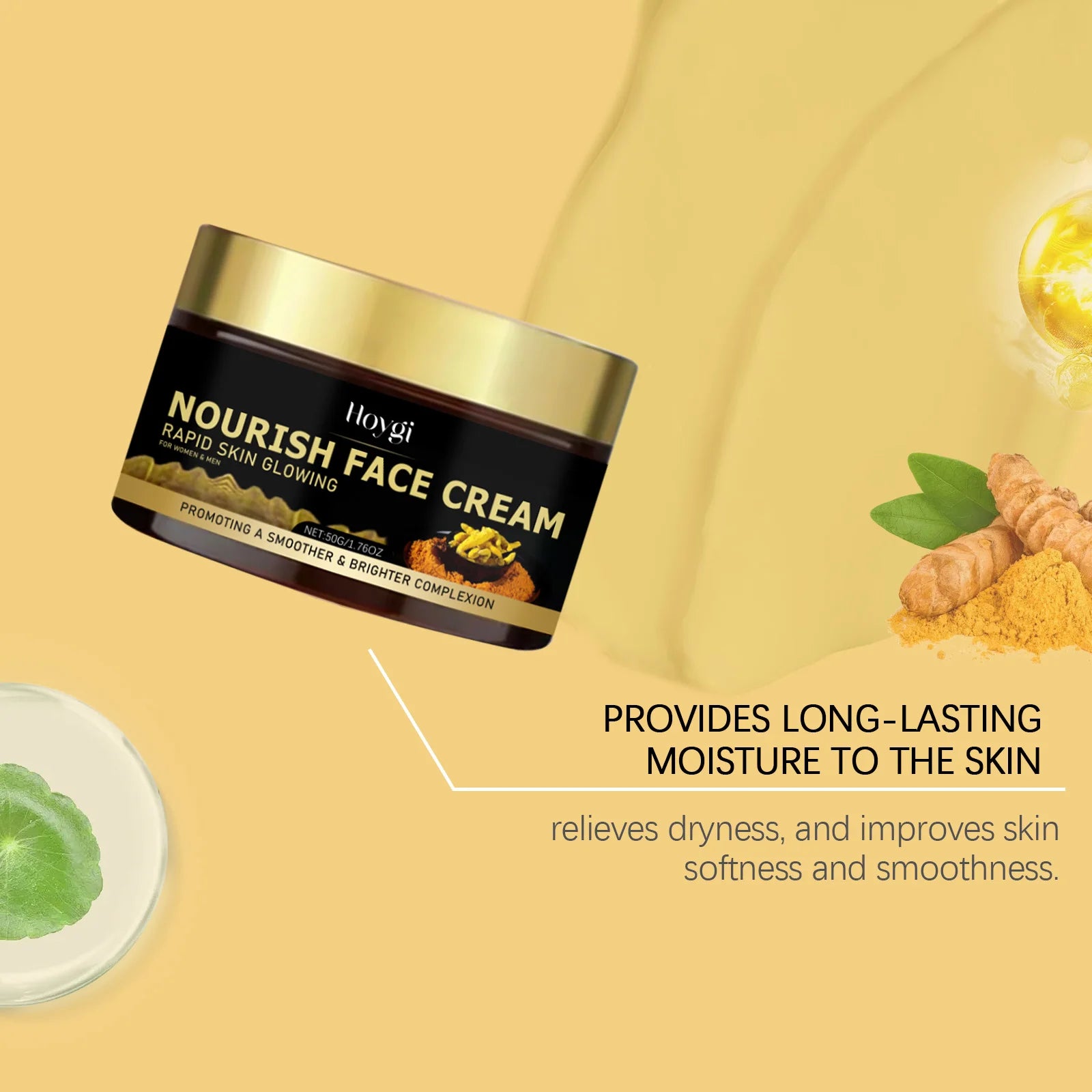 Turmeric Hydrating Face Cream Gentle Nourishing Firming Daily Moisturizer Smooth Silky Skin Skincare Suitable for All Skin Types