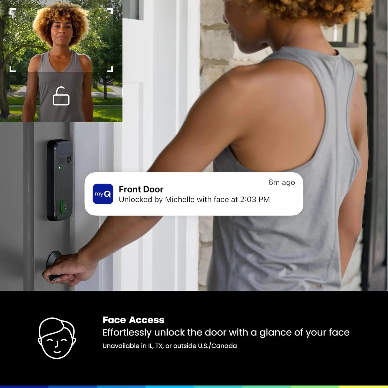 3-in-1 Smart Lock with 2K Video Doorbell Camera, Face & Fingerprint Access, Color Night Vision & Two-Way Audio