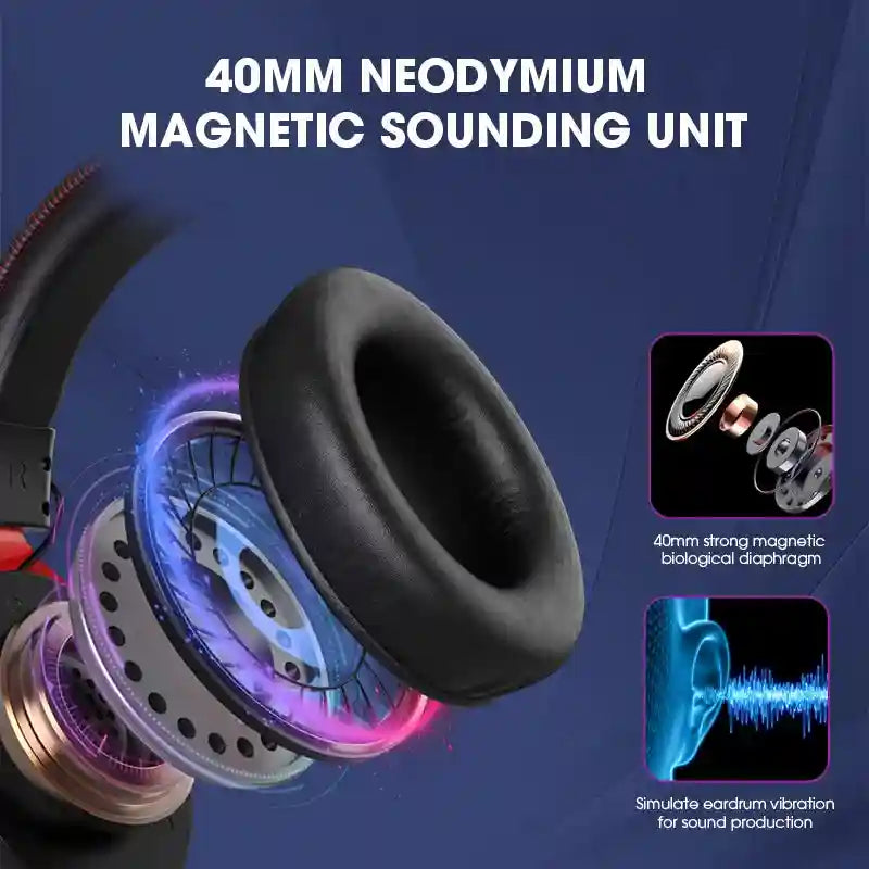 Tidesmit Gaming Headset with 7.1 Surround Sound - Wired Black Tidesmit