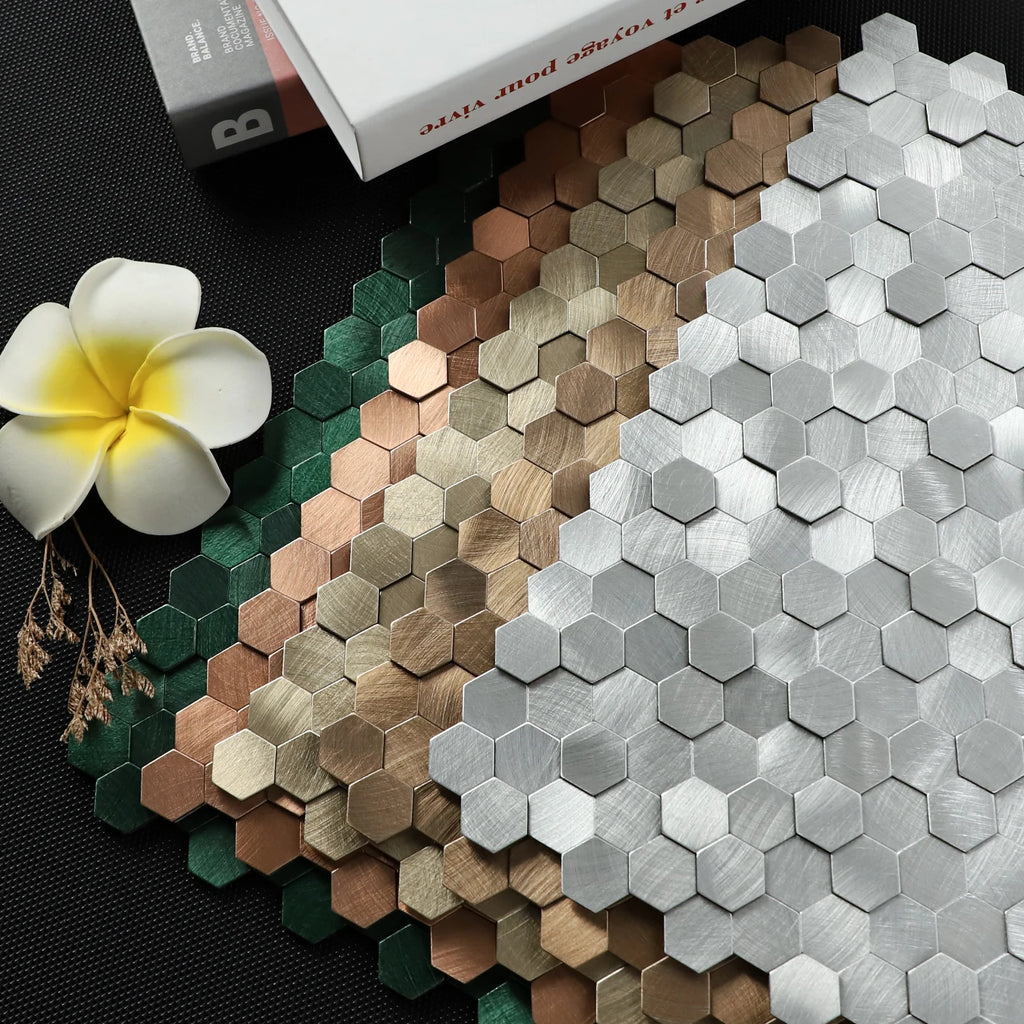 Peel and Stick Backsplash Hexagon Tile, Self Adhesive Wall Tiles 3D Metal Stick on Tiles for Kitchen