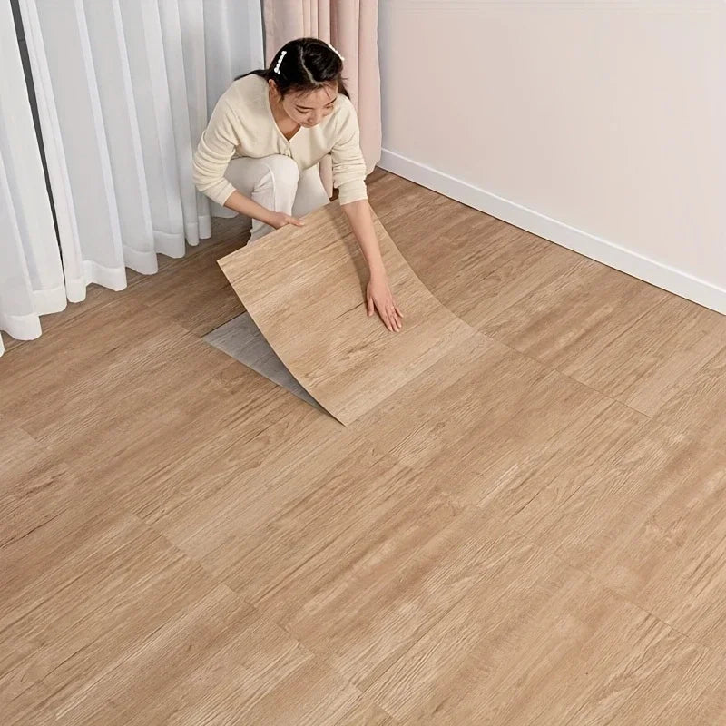 Self-adhesive Vinyl Floor Tiles Wood Grain Design Waterproof  Wear-resistant Wall Tiles for Bedrooms Kitchens Living Room Decor