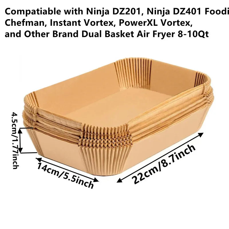 50-200pcs Rectangle Disposable Air Fryer Paper Non-Stick Airfryer Baking Paper Liner Oilproof Oven Pad Mat for Ninja for Philips