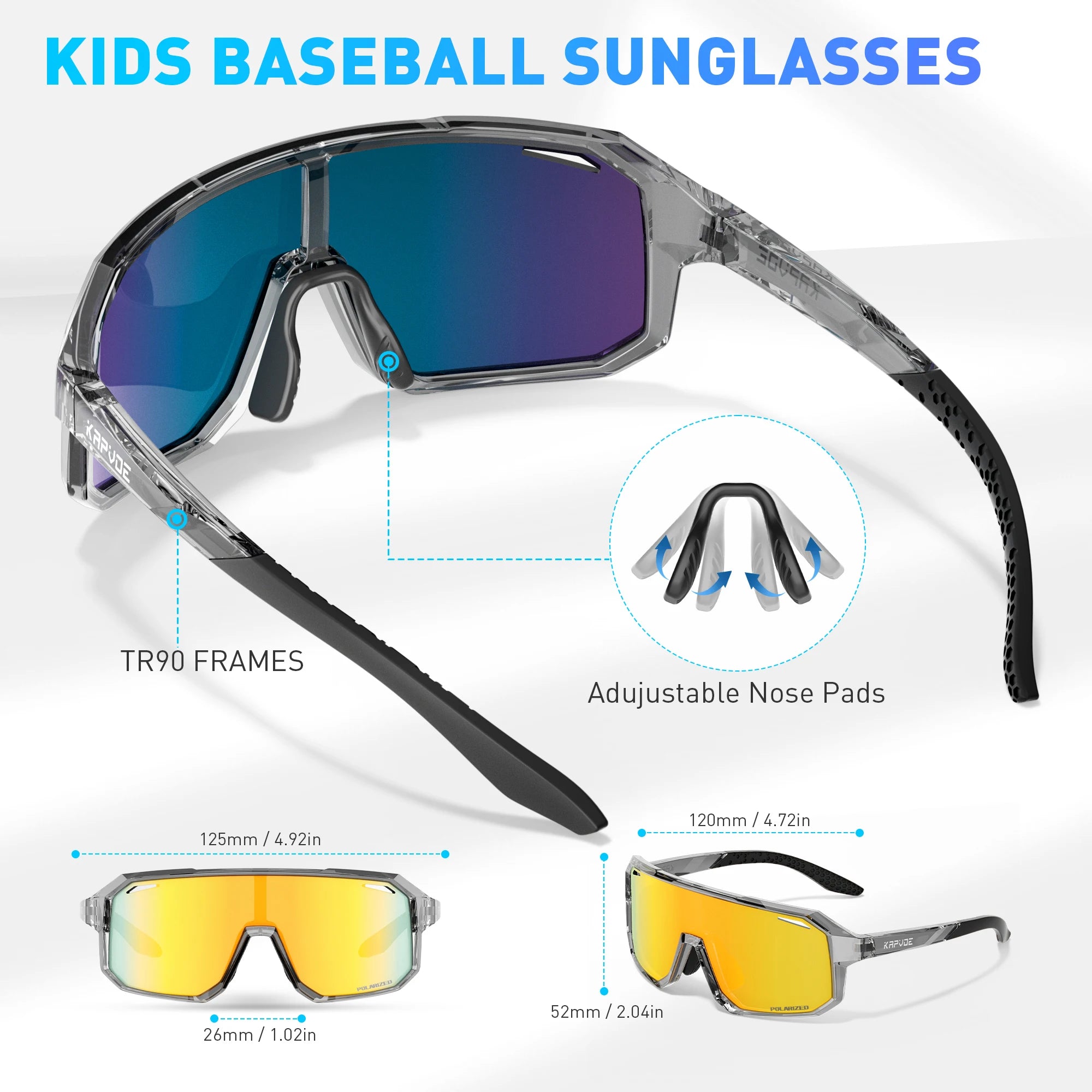 Kapvoe UV400 Polarized Outdoor Bike Cycling Child Sunglasses Teenagers Bicycle Cycling Glasses Sports Boys Girls Goggles Sale