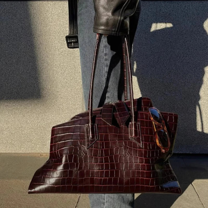 Original Designer Brand Cowhide Single-shoulder Hand-carry Commuter Large-capacity Underarm Tote Bags for Women