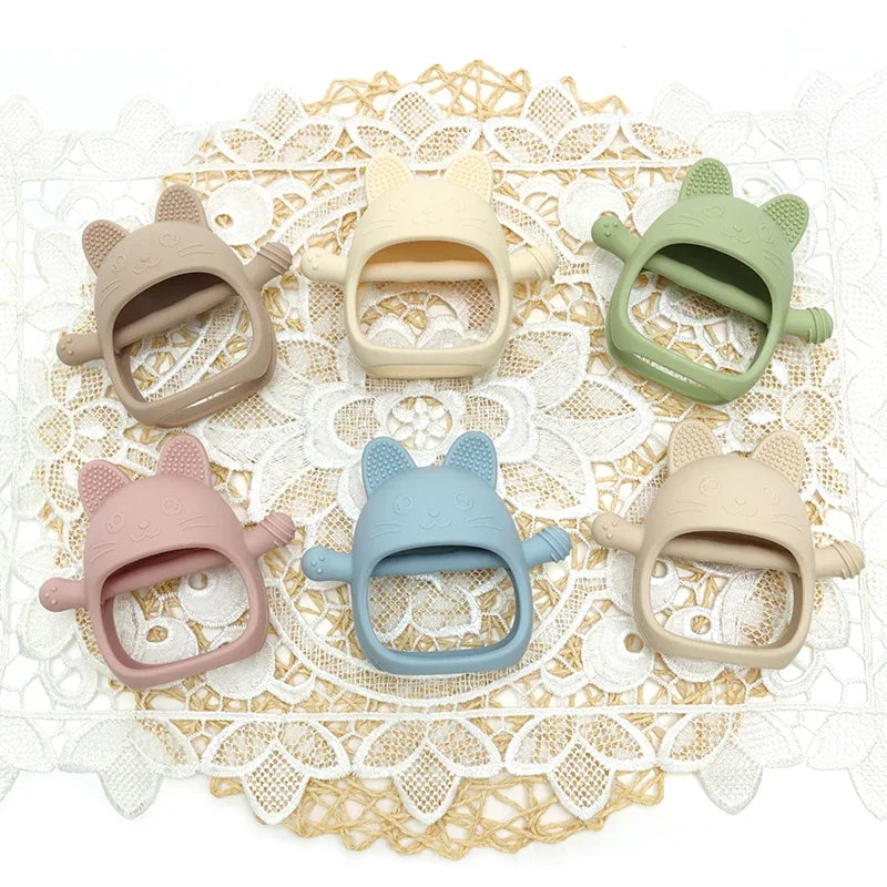 Baby Teether Cat Gloves Teether Silicone Anti-eating Hand Molar Stick Massage Gums Baby Anti-biting Teether Baby Accessories