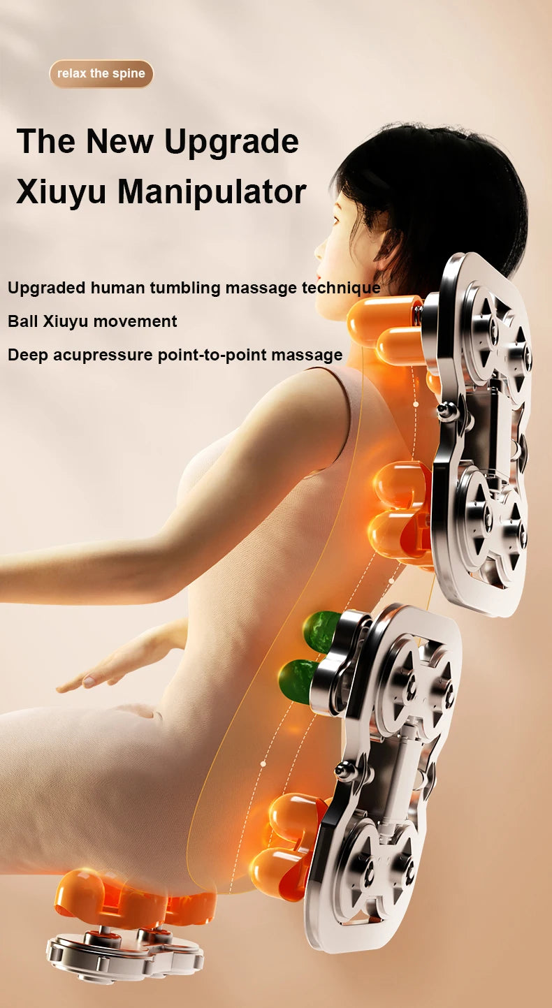 Massage chair Xiyu manipulator upgrade illustration on a human back model