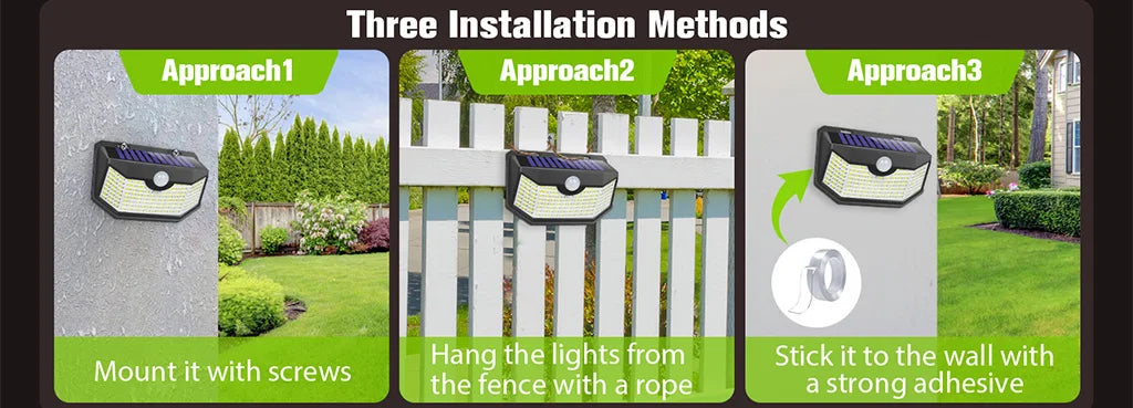 300 LED Solar Outdoor Lights 270° Wide Angle Motion Sensor Security Wall Lamp IP65 Waterproof for Garden