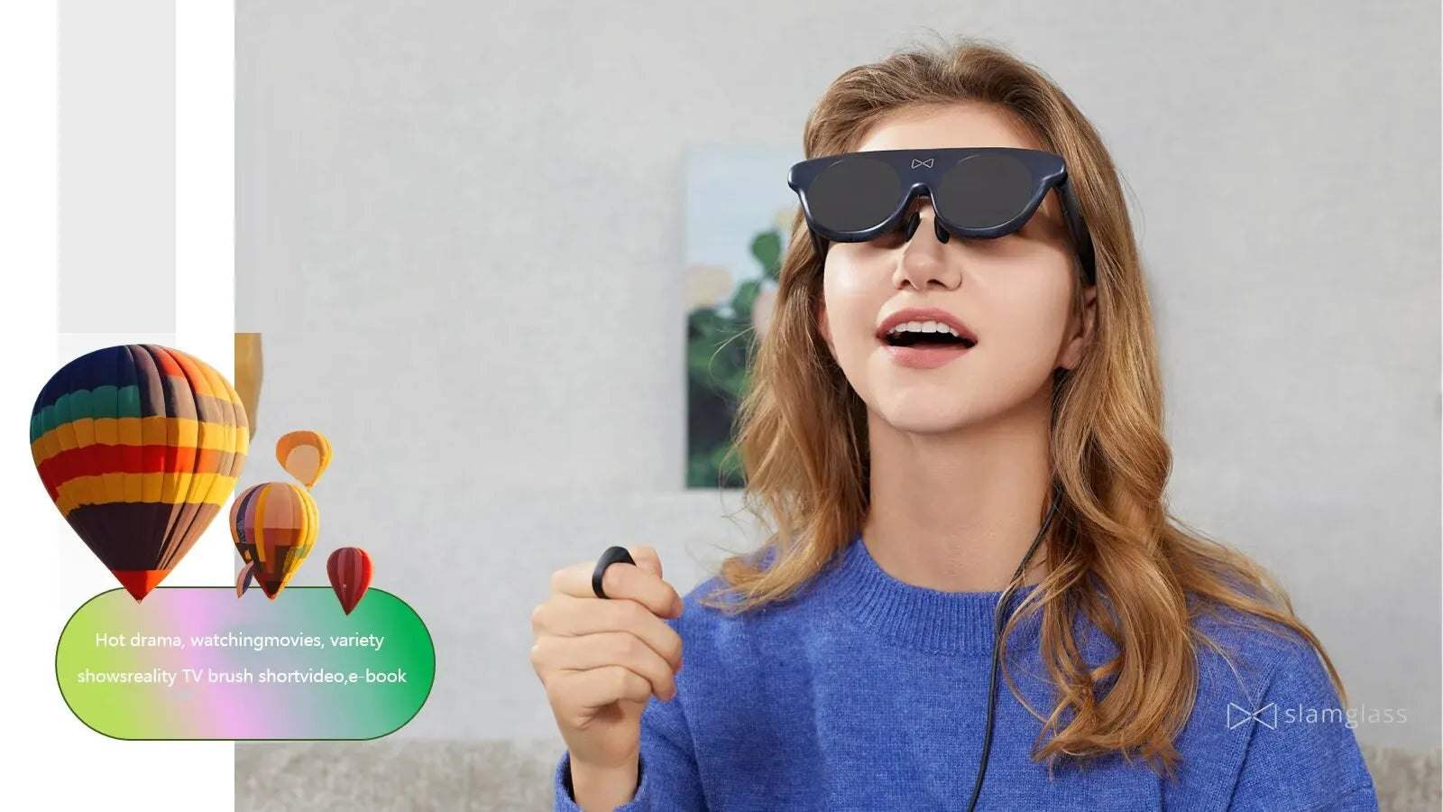 Smart VR Glasses 50° FOV - Blue Private Cinema Headset by Tidesmit Tidesmit