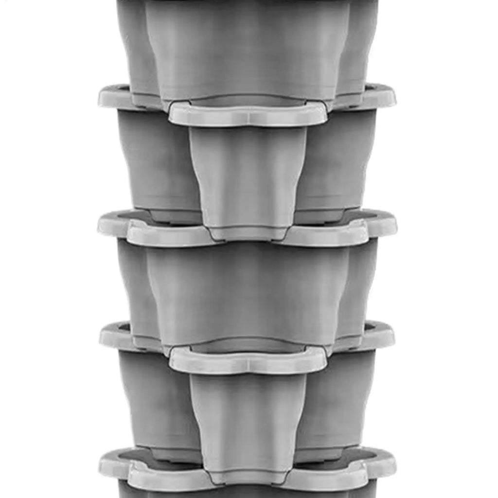 6-Tier Plastic Stackable Vertical Flower Pot Garden Planter Tower With Movable Casters For Strawberry Vegetable Frame Growing