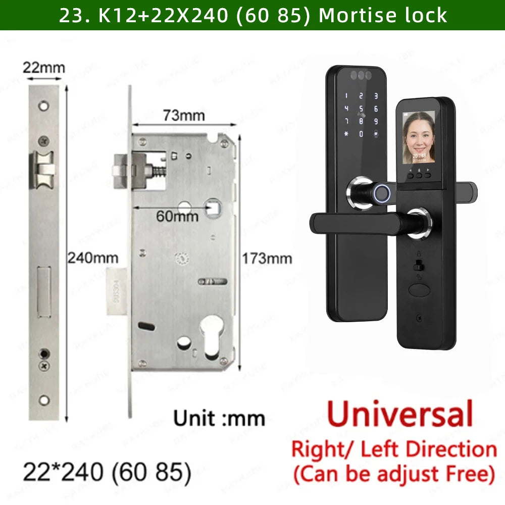 CDOK K12 Tuya WiFi smart door lock, remote unlocking, with cat-eye camera and face unlocking