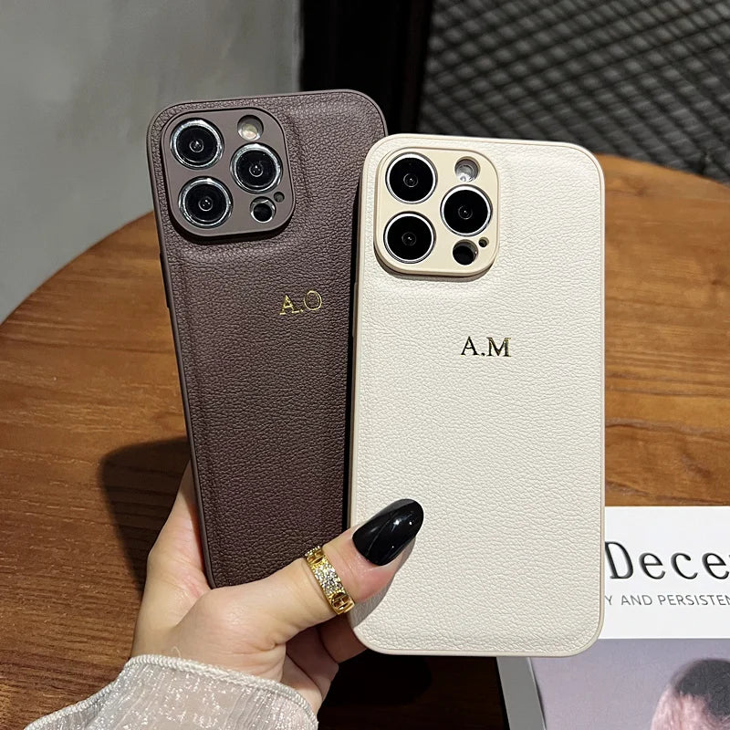Personalized Leather iPhone Case - Shock-Absorbing Monogram Cover Tidesmit